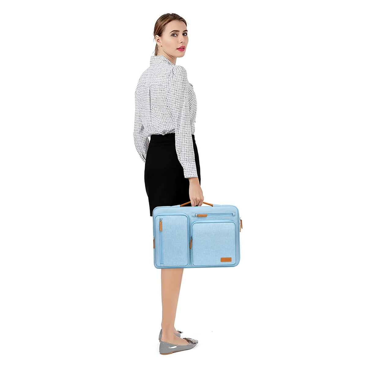 MOSISO 360 Protective Laptop Case 14 inch, 14 inch Laptop Sleeve Compatible with HP Lenovo Dell ASUS Acer, HP, Dell Latitude, Lenovo, Side Open Carrying Case with 4 Zipper Pockets&Handle, Air Blue