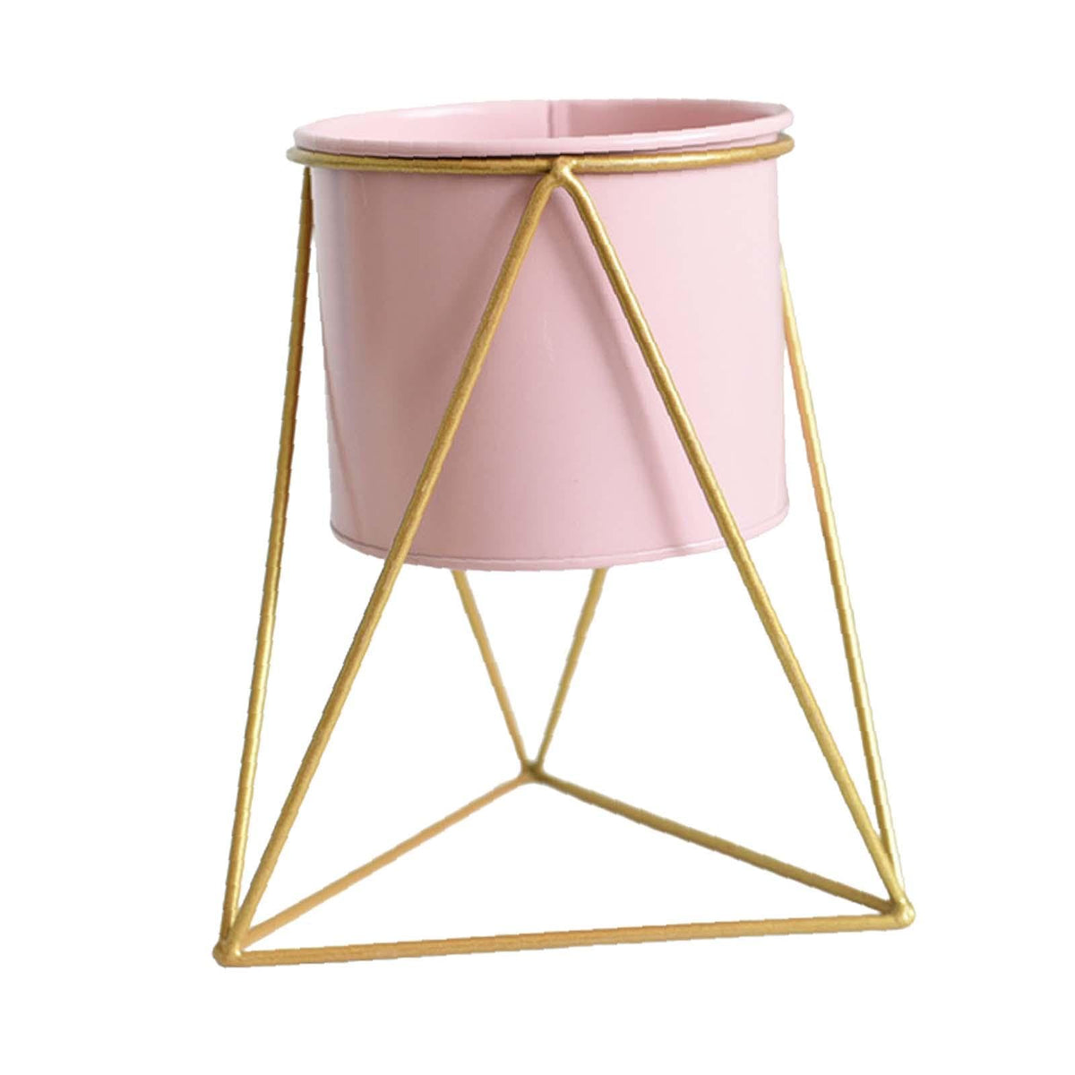 Xiao Hua Plant Holder Metal Flower Pot Stand Round Flower Basket Plant Bucket with Stand for Balcony Living Room Outdoor Indoor Plants, Large-Pink