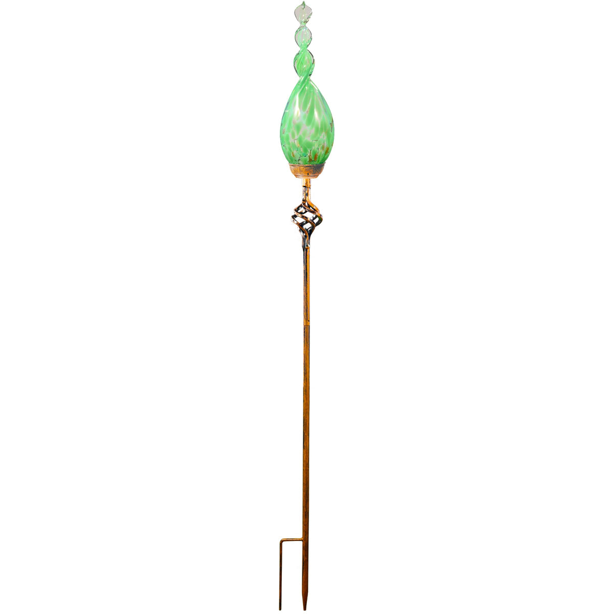Naboher Solar Garden Lights Outdoor, Decorative LED Flame Garden Stakes, Hand Blown Glass and Outdoor Waterproof Glass Stakes (Green)