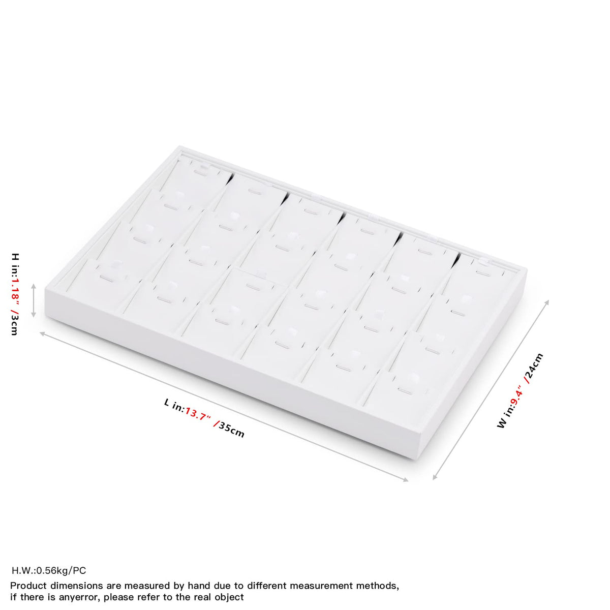 Oirlv Premium White Leather Stackable Jewelry Tray 24 Grid Jewelry Organizer Tray with Removable Inserts Cards Necklace Display Holder