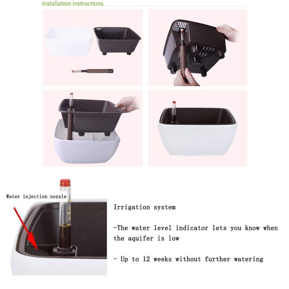 Vencer 10.8 Inch Plastic Square Self Watering Planter,Water Indicator,Ceramsite,Modern Decorative Planter Pot for All House Plants Flowers,Herbs,Vegetables,Tropical,Rose Red,VF-049R