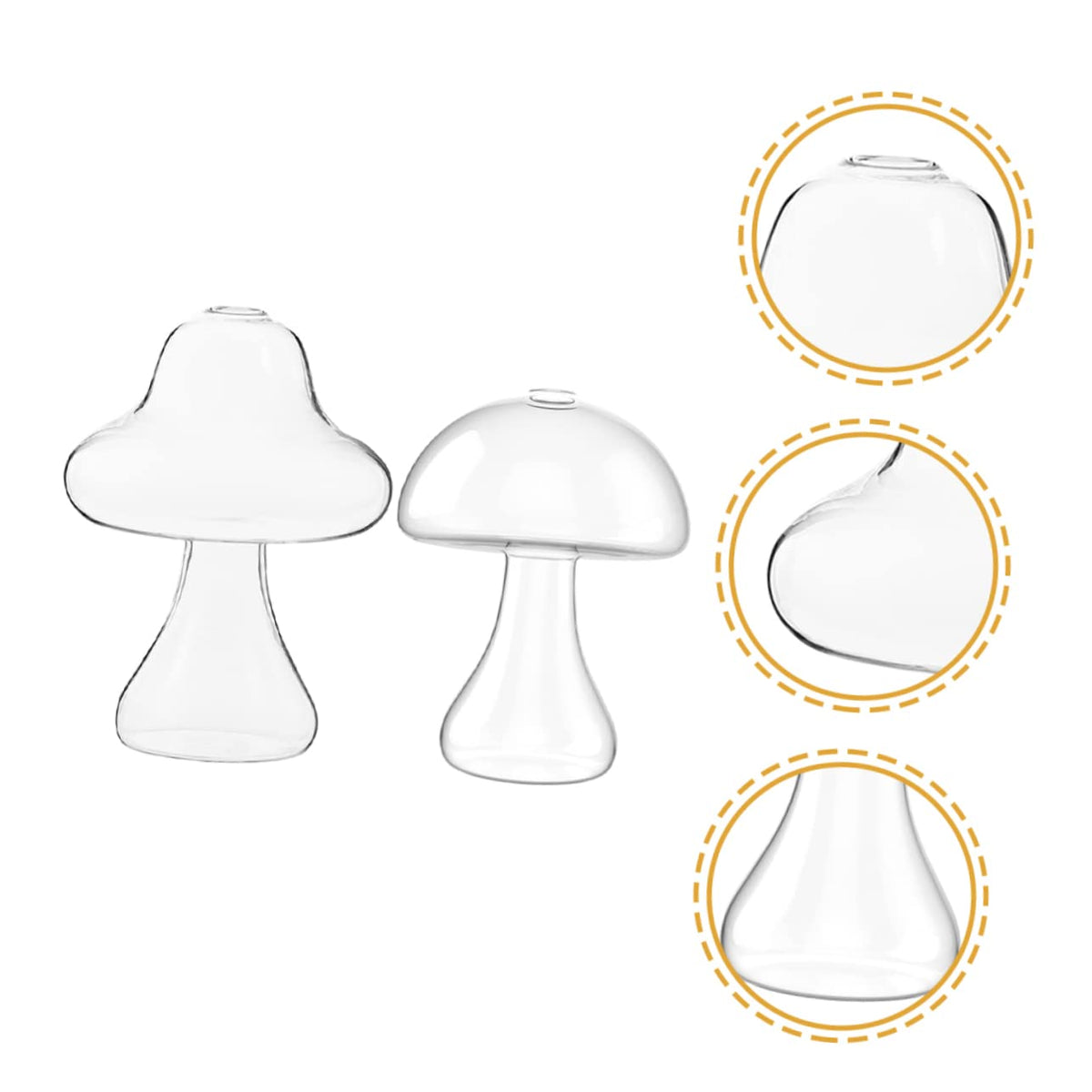 SOLUSTRE 2Pcs Mushroom Shaped Glass Vase Decorative Hydroponic Flower Pot for Home and Office Terrarium for Plant Propagation Stylish Indoor Decor