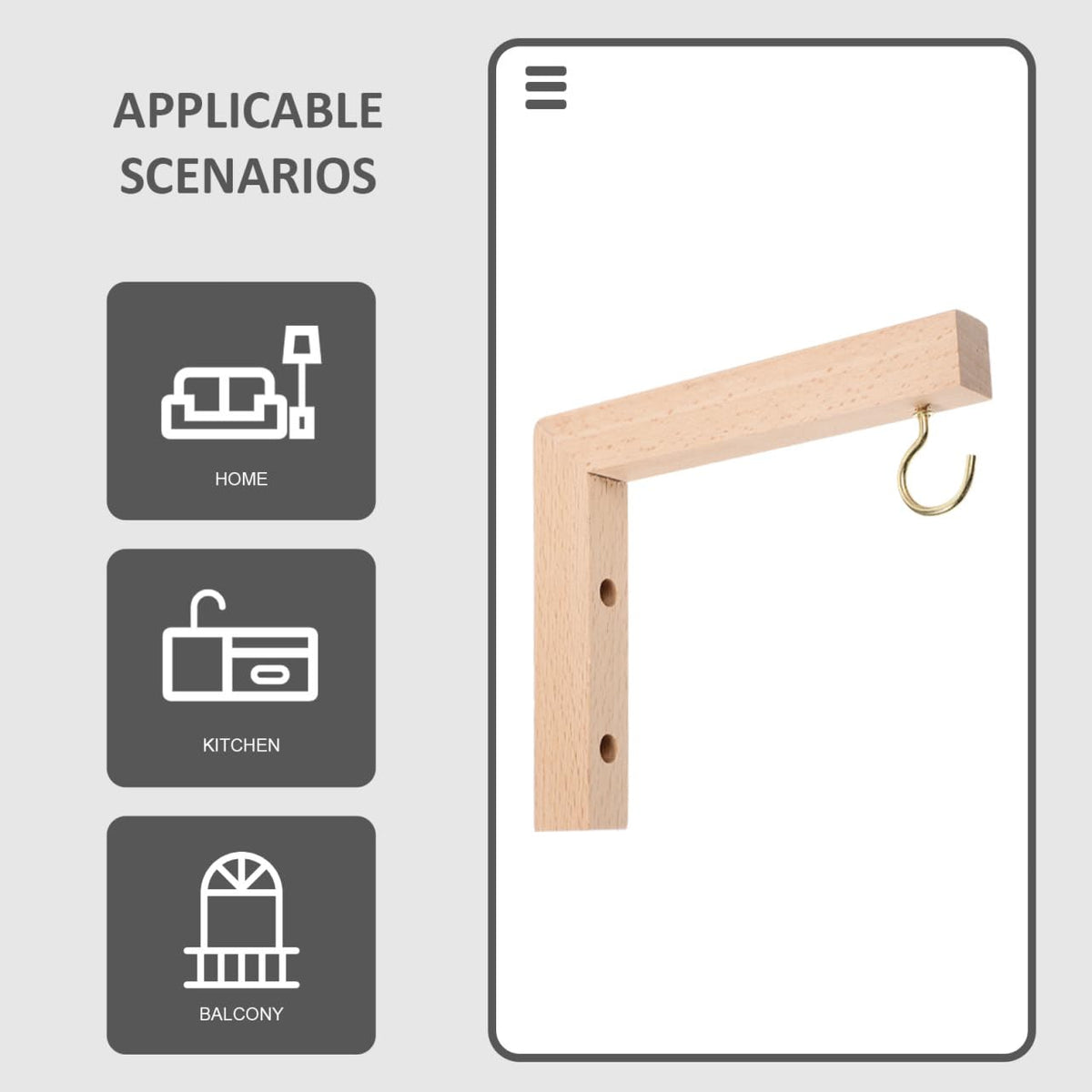 Abaodam 2pcs Wooden Wall Hooks for Hanging Plant Brackets Outdoor Garden Hanger for Bird Feeders Wind Chimes and Lanterns Patio Décor