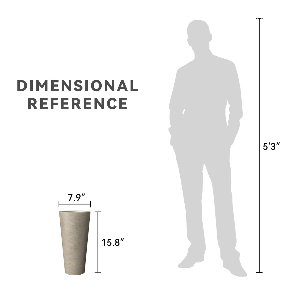 Kante Tall Concrete Planter, 15.8 Inch Height Large Flower Pot for Indoor Outdoor Plants, Suitable for Home, Patio, Garden, Porch, Weathered Concrete
