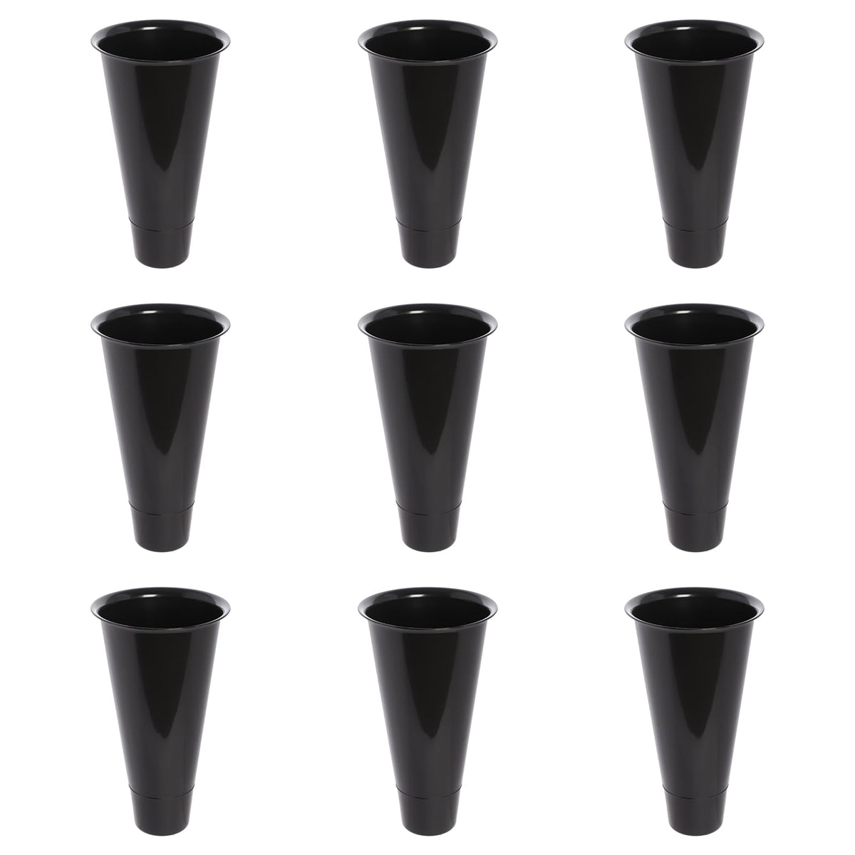 CNCEST Flower Display Stand With 9PCS Buckets,3 Layers Metal Plant Stand with Wheels,Moving Plant Cart Shelf Indoor Outdoor Flower Rack for Home Patio Balcony (Black, 3 Tier,9PCS)