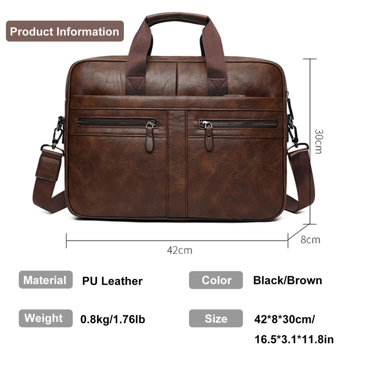 Henmifyer Men's Leather Messenger Bag, Laptop Briefcase Business Satchel Computer (Brown, 16 inch)