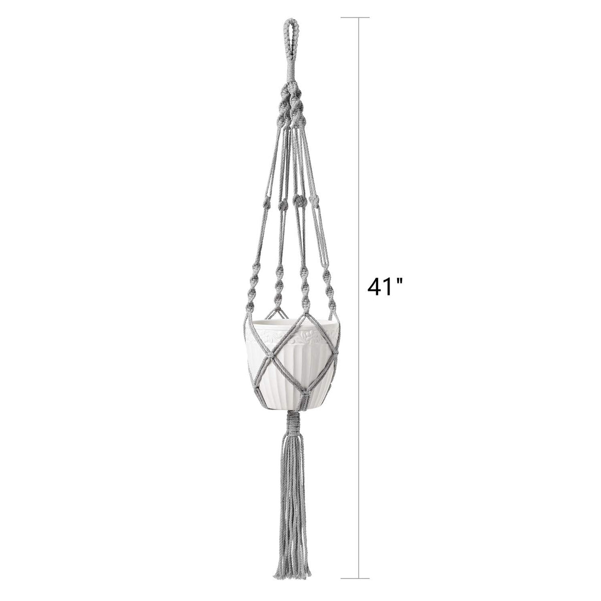 Mkono 35 inch and 41inch Macrame Plant Hanger Indoor Hanging Planter Basket with Wood Beads Decorative Flower Pot Holder for Indoor Outdoor Boho Home Decor (POTS NOT Included)