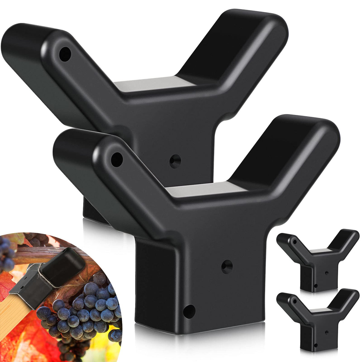 Yungyan 4 Pcs Tree Support, Plastic Fruit Branch Support Device Tree Brace Prevent Them from Breaking for Vineyards Ornamental Gardens Orchards Fits on Standard 1.57 x 1.57 Inch Lumber (Black)