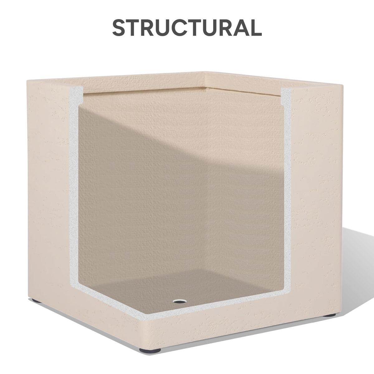 TerraDeco 20 Inch Square Concrete Planter(20Lx20Wx20H,48 Pounds),Durable All-Weather Use with Drainage Holes,Large Square Planter for Outdoor Indoor Plants