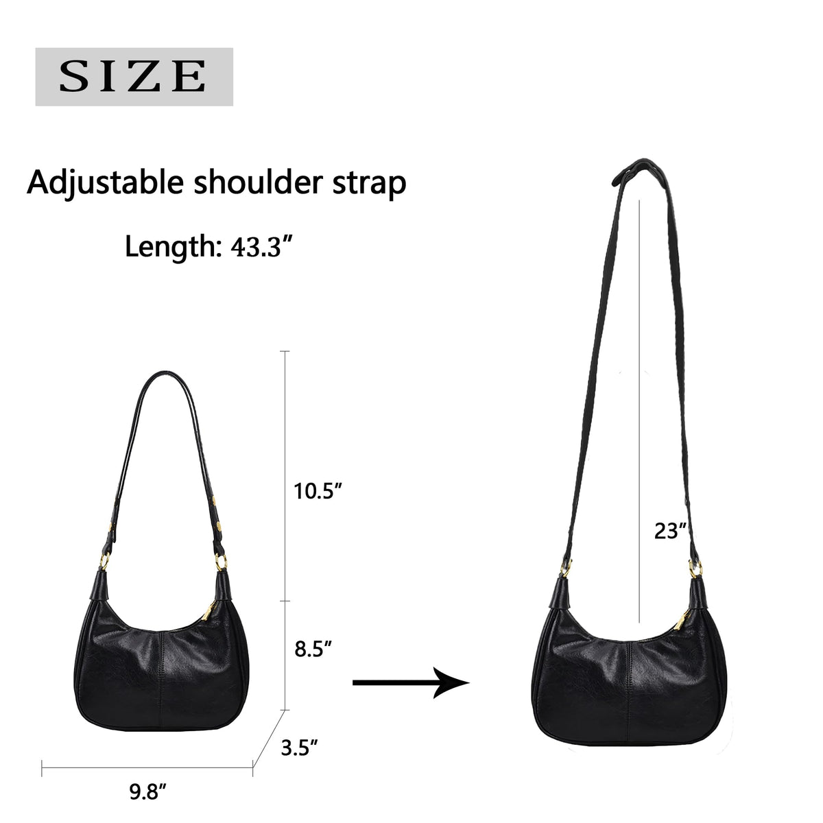 JYG Small Hobo Bags for Women Retro Crescent Black Shoulder Purse Fall Soft Crossbody Handbag 2026