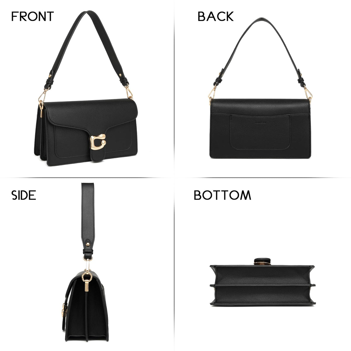 Travistar Small Crossbody Bags for Women - Leather Trendy Cross Body Purse Black Shoulder Bag Elegant Satchel Handbags Designer Evening Clutch Purses with 2 Straps Clutch Purses with 2 Straps