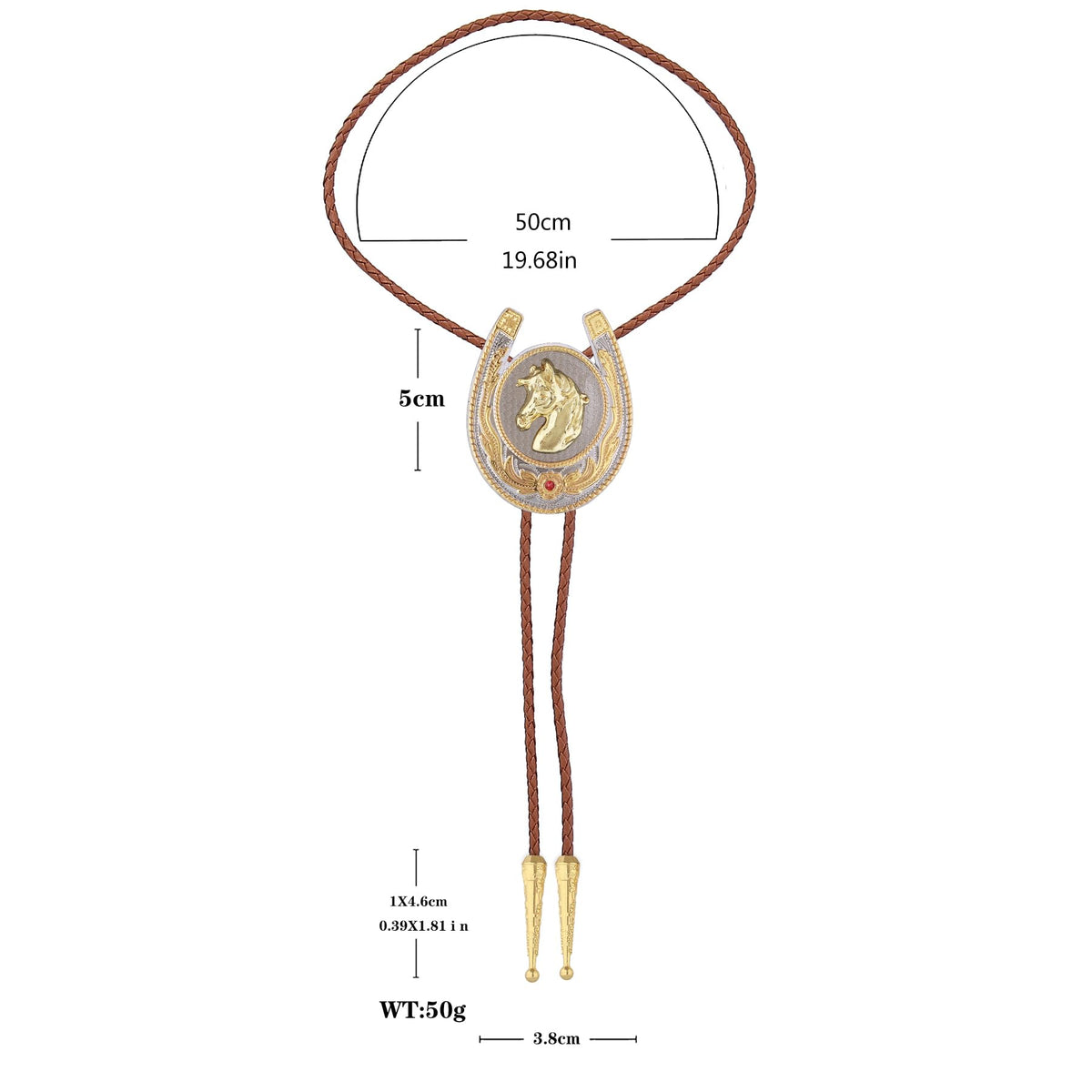GelConnie Bolo Tie for Men Western Cowboy American Golden Horse Bolo Ties Brown Leather Western Costume Accessories