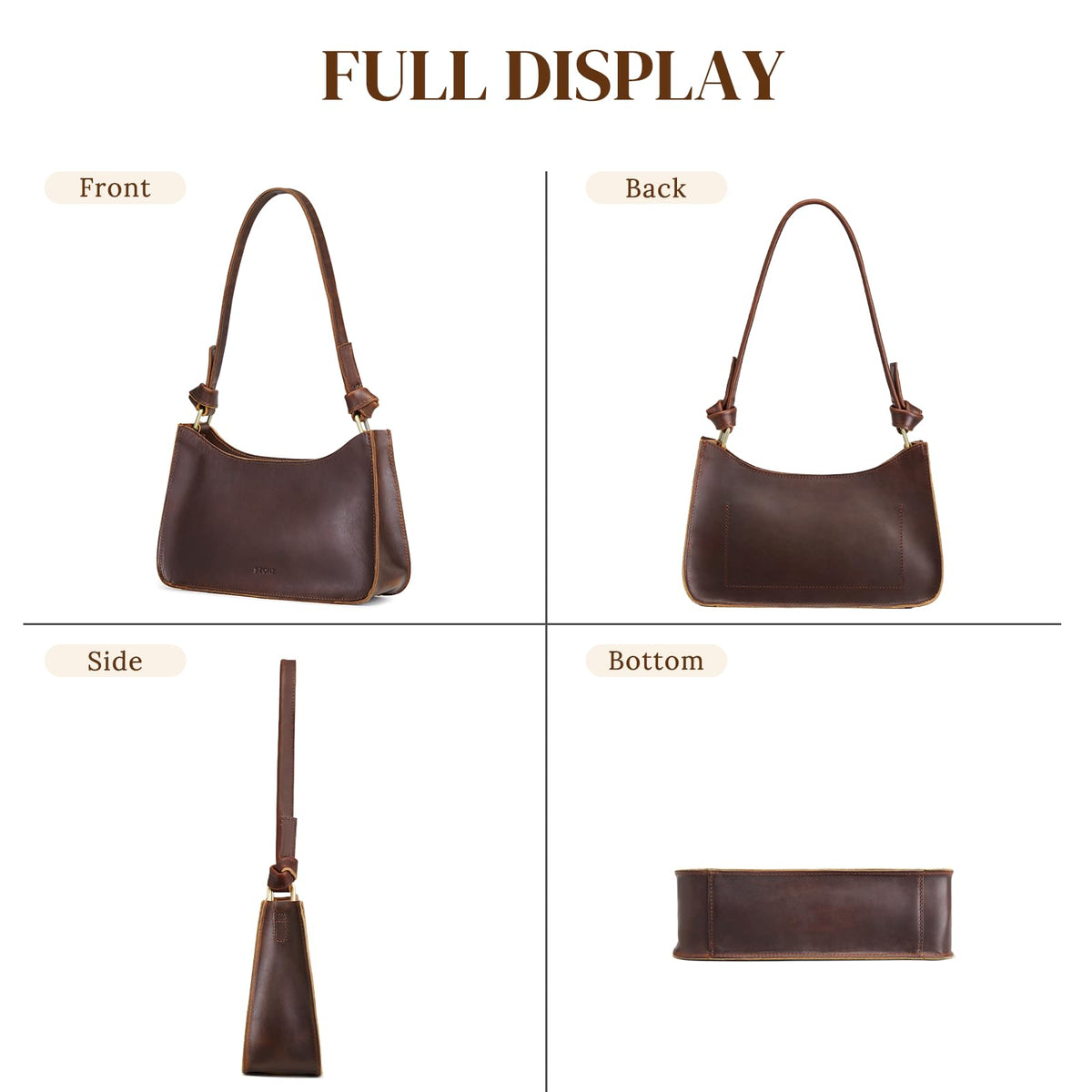 S-ZONE Leather Shoulder Bags for Women Small Shoulder Purse Handbags Clutch Hobo Bag Cute Purses