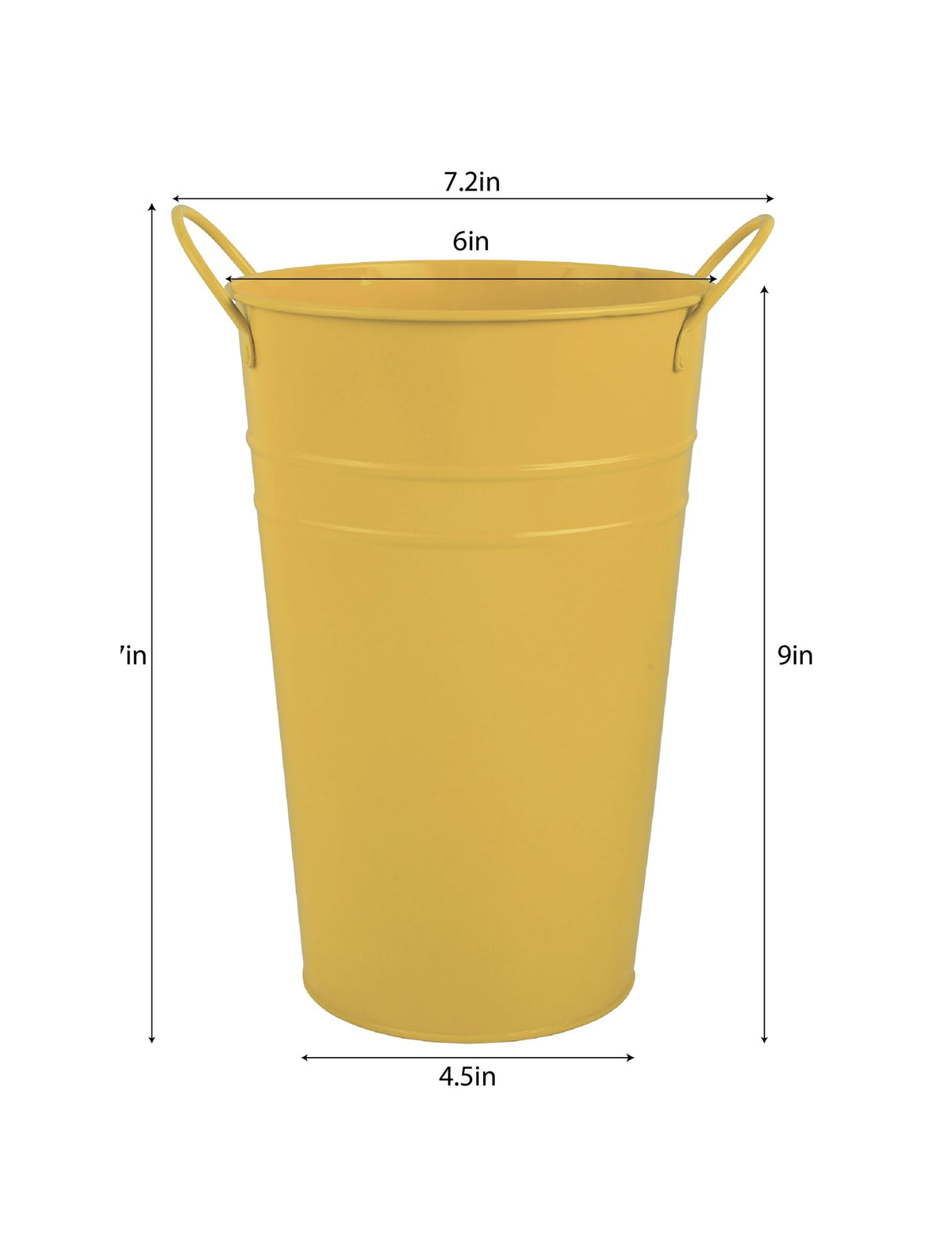 DAHO 4 Pack 9 Inch Tall Metal Planters with Handles, Flower Vases, Farmhouse Rustic Buckets for Home Decor, Garden, Patio, Party, Wedding Decorations, Farmhouse (Yellow, 9.06")