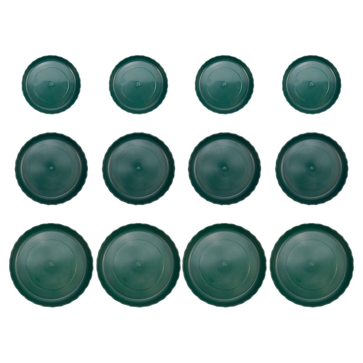 Dnyta 12pcs Dark Green Plant Saucer Plastic Planter Water Tray Flower Saucers Plates for Indoor Outdoor Plants (6" /8" / 10")