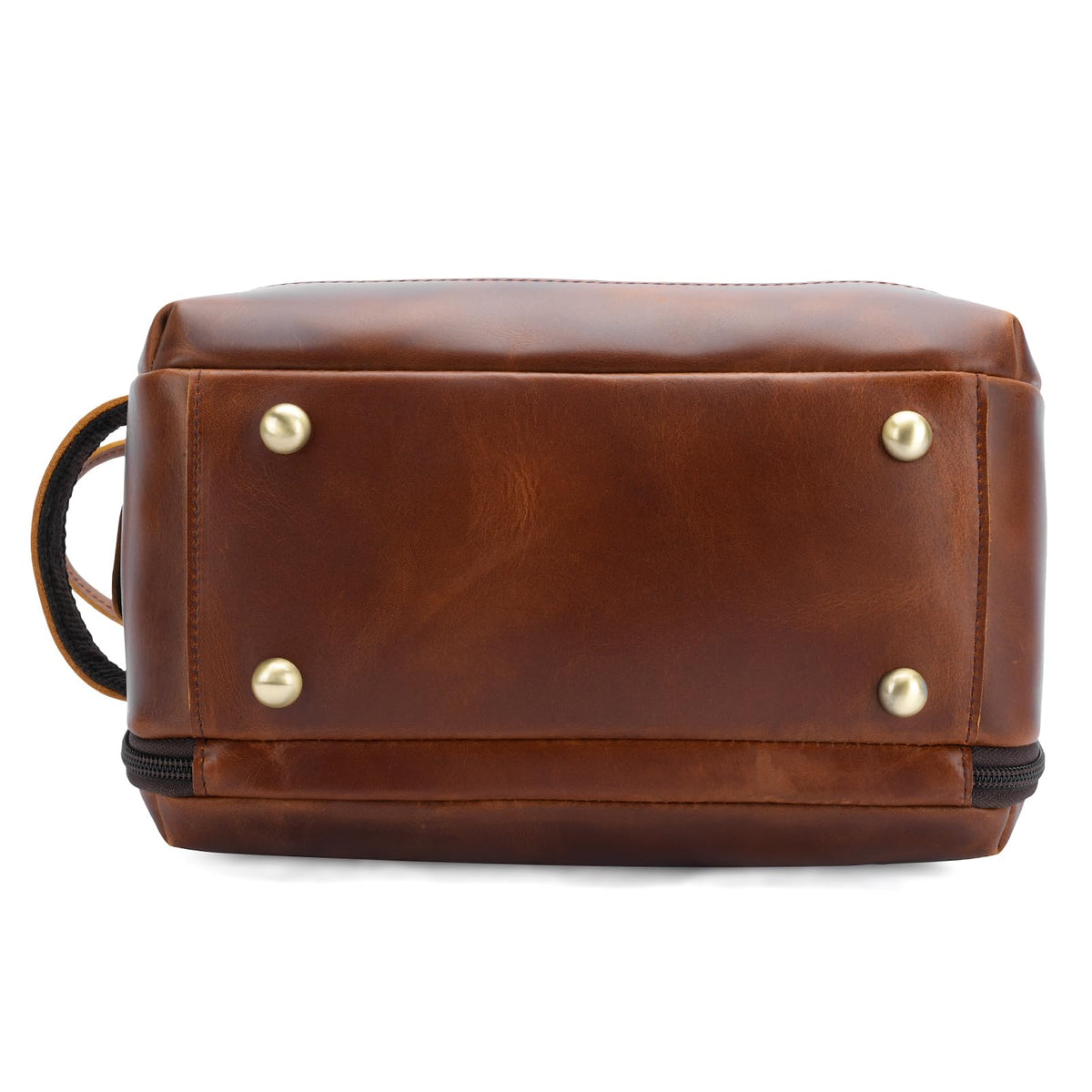 Polare Full Grain Leather Toiletry Bag for Men Large Travel Cosmetic Case Dopp Kit Shaving Kit Wash Pouch with YKK Zippers (Brown)