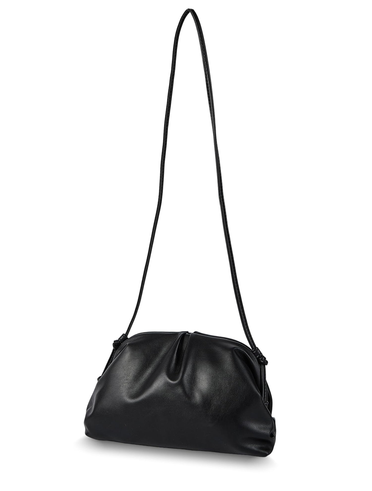 Huralona Dressy Pleated Vegan Leather Clutch Purse Super Soft Cloud Dumpling Clutch Bag for Women PU Evening Purse Handbag (Black, M)