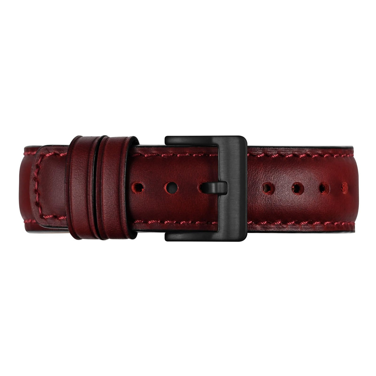 BISONSTRAP Leather Watch Strap for Men and Women, Oil Pull-Up Leather, Quick Release Replacement Bands, 20mm, Burgundy (Black Buckle)