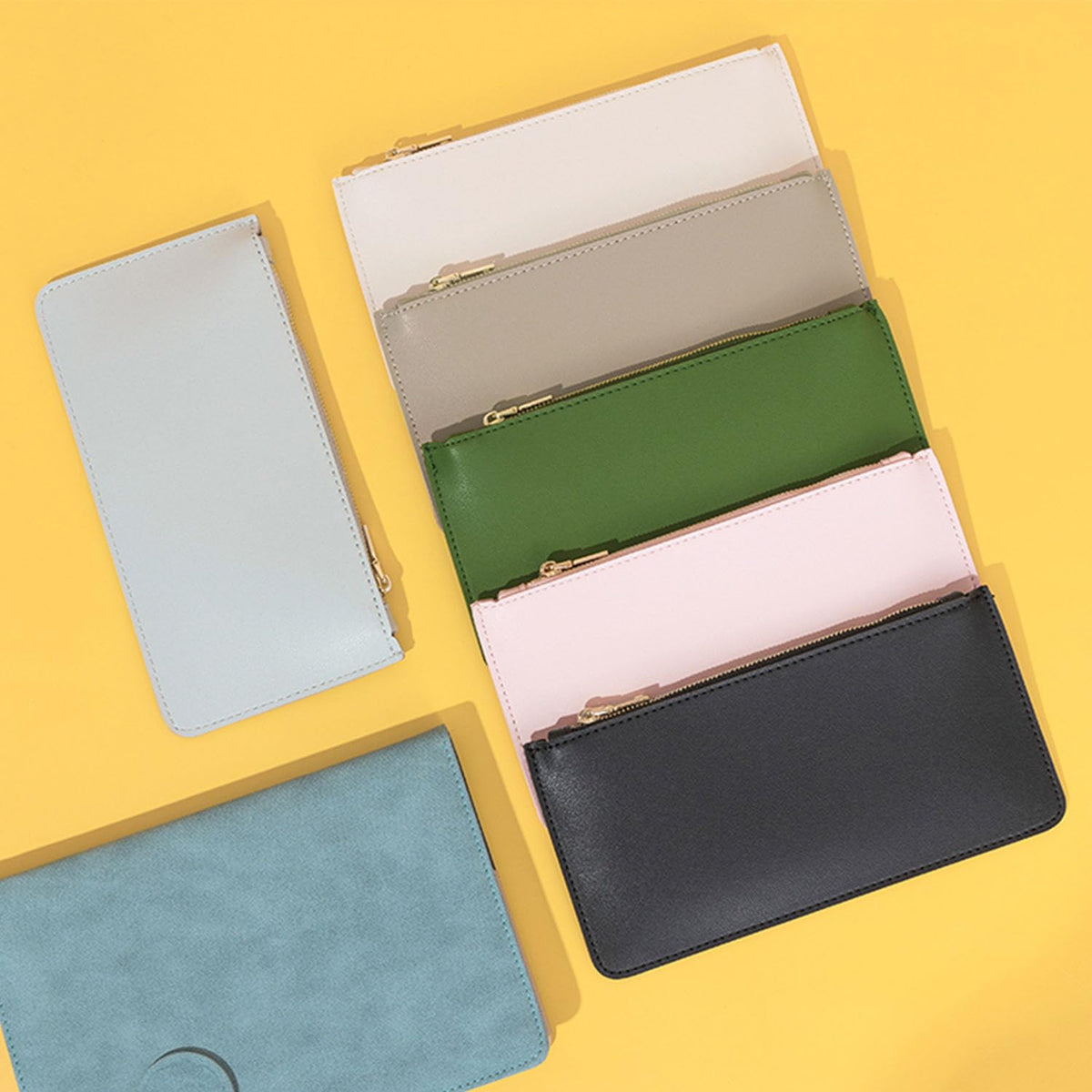YONBEN Pencil Pen Case Stationery Case Pouch Bag (Khaki,Faux leather)