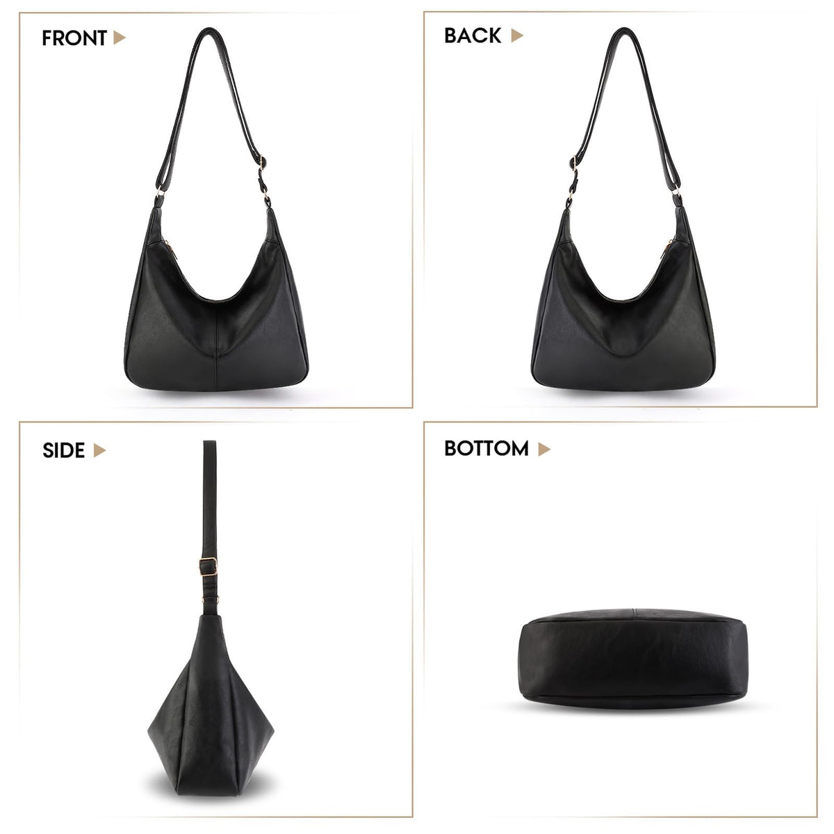 Hobo Bags for Women, Soft Vegan Leather Crossbody Bag for Women, Slouchy Shoulder bag with Adjustable Strap