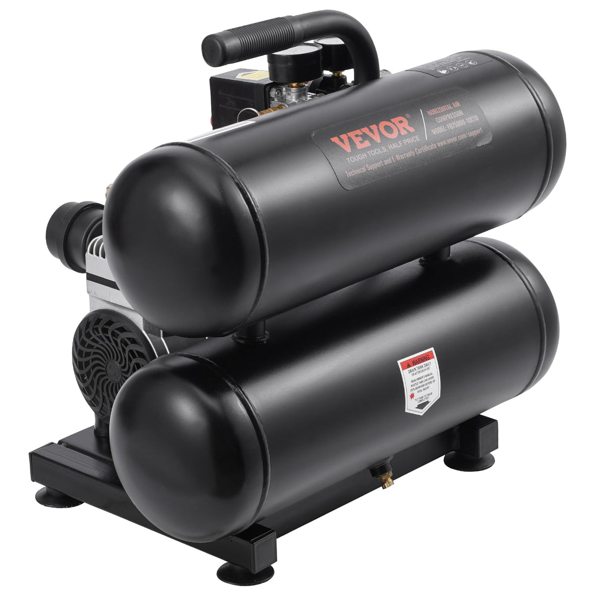 VEVOR Air Compressor, 4.6 Gallon Steel Tank, 1HP 2.2CFM@90 PSI Oil Free Air Compressor & Max 120PSI Pressure, 80dB Ultra Quiet Portable Compressor for Auto Repair, Tire Inflation, Spray Painting, 120V