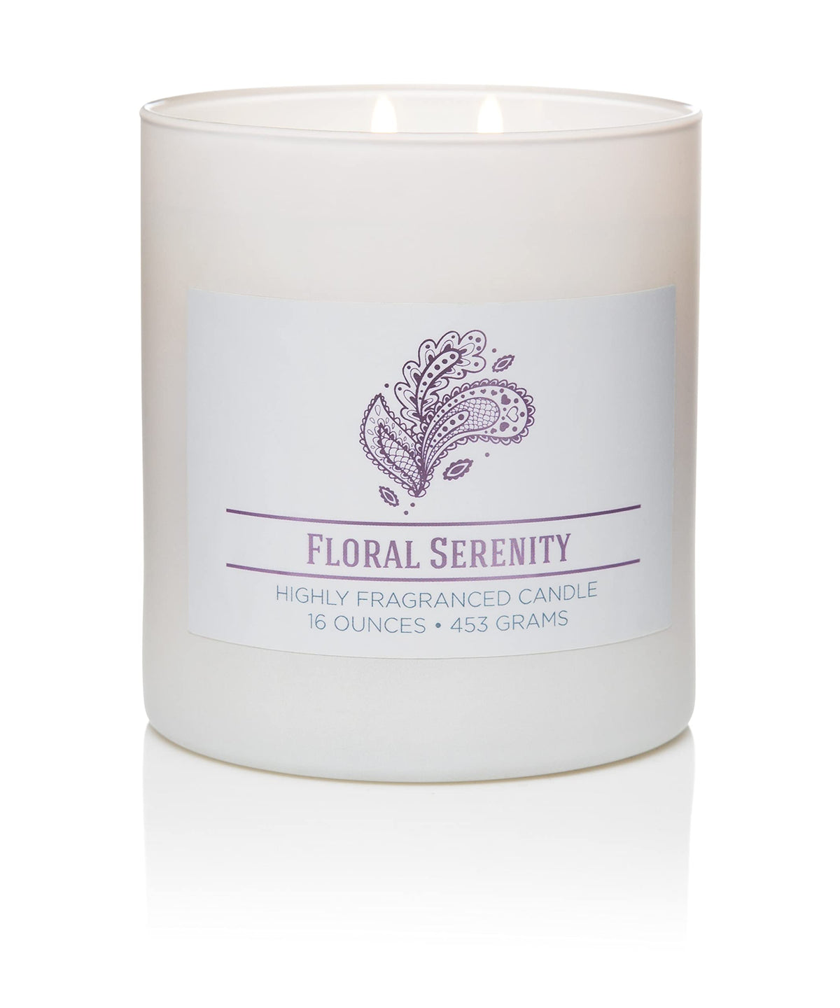 Carolina Floral Serenity Scented Candle, 16 oz Wellness Relaxing Aromatherapy Candle, 2 Wick White Jar Soy Blend Wax, Candles for Home, 60H Burn - Made in The USA