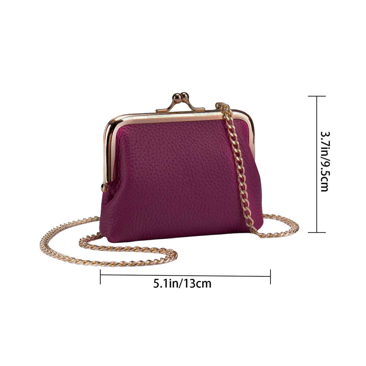 Cute Small Coin Purse & Credit Card Holder for Women Fashion Crossbody Chain Wallet Leather Coin Pouch Change Purse for Cash Key (Magenta)