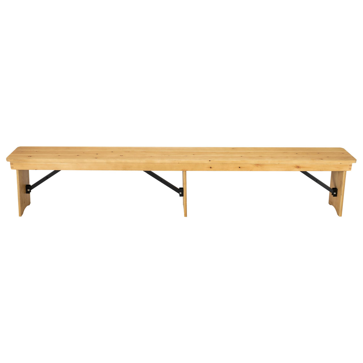 Taylor & Logan Ingles 8' x 12'' Antique Rustic Light Natural Solid Pine Folding Farm Bench with 3 Legs