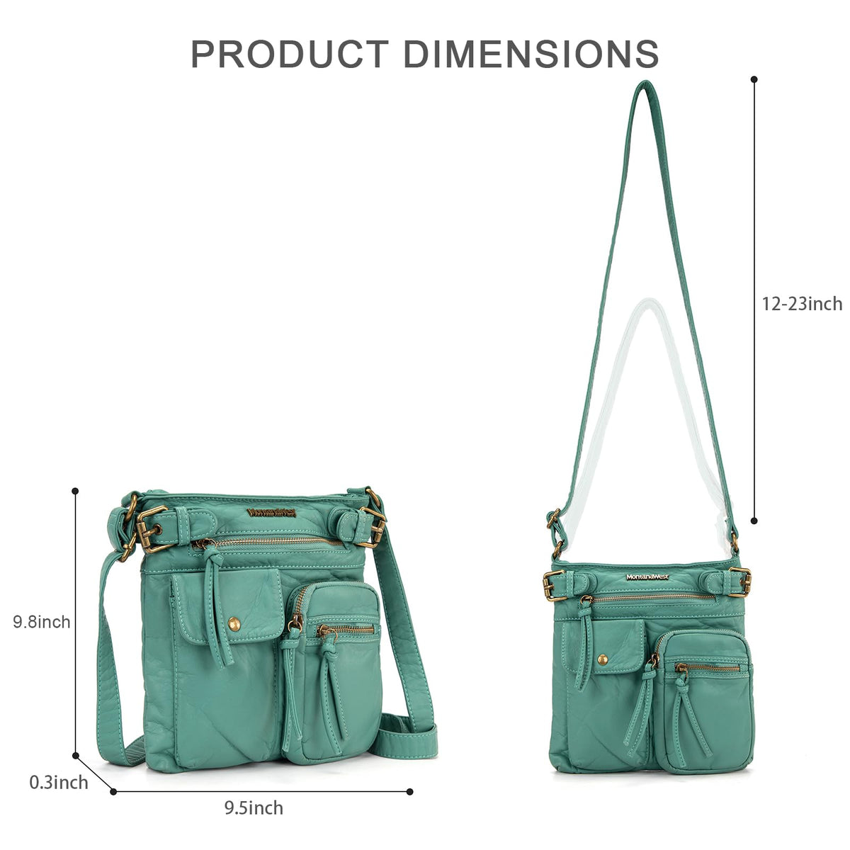 Montana West Crossbody Bag for Women Washed Soft Leather Multi Pocket Purses Vintage Women's Purses and Handbags Turquoise Gift MWC-046TQ
