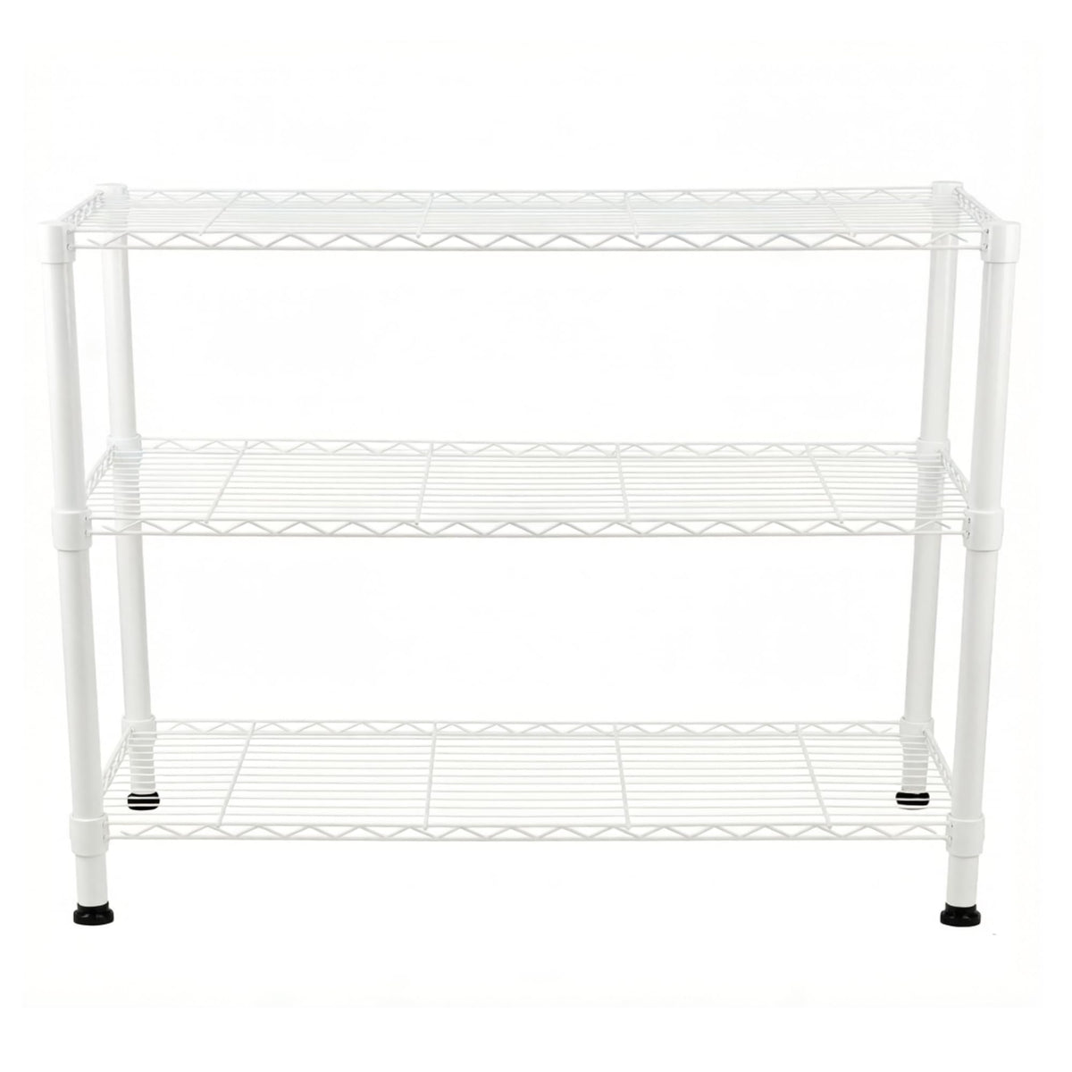 Standing Shelving Units, 36" W x 14" D x 32" H Metal Storage Shelves, Adjustable Carbon Steel Wire Shelving Rack Display Shelf for Garage Bathroom Kitchen Home Office (3-Tiers, White)