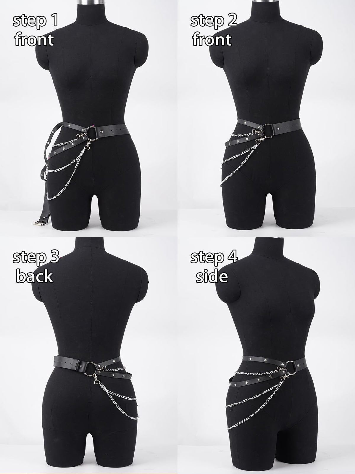Women’s Adjustable Waist Belt with Chain Layer – Faux Leather Double Strap Belt with Alloy Ring – Minimalist Streetwear Accessory for Festival, Photoshoot, Outfit Styling(Fit waist 26.0-34.3in)