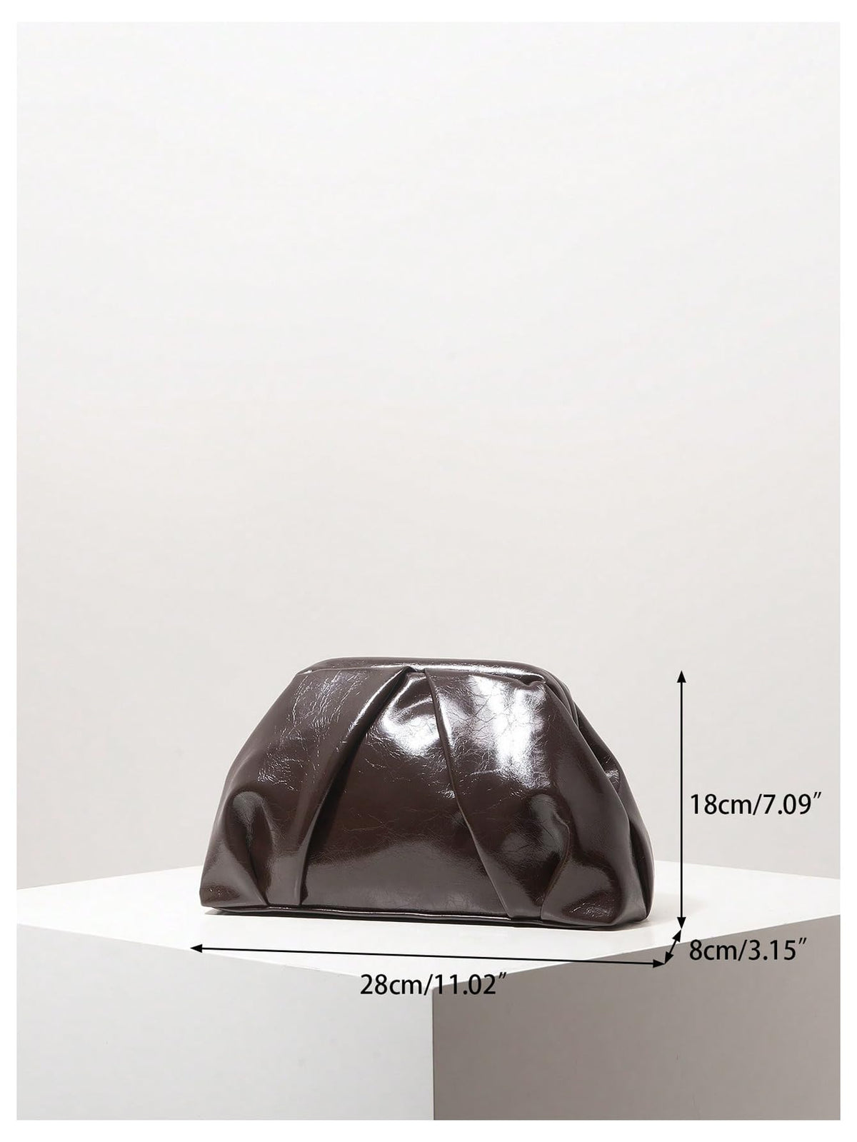 QWINEE Women's Ruched Clutch Purses PU Leather Kiss Lock Dumpling Bags Vintage Evening Handbags Coffee Brown One Size