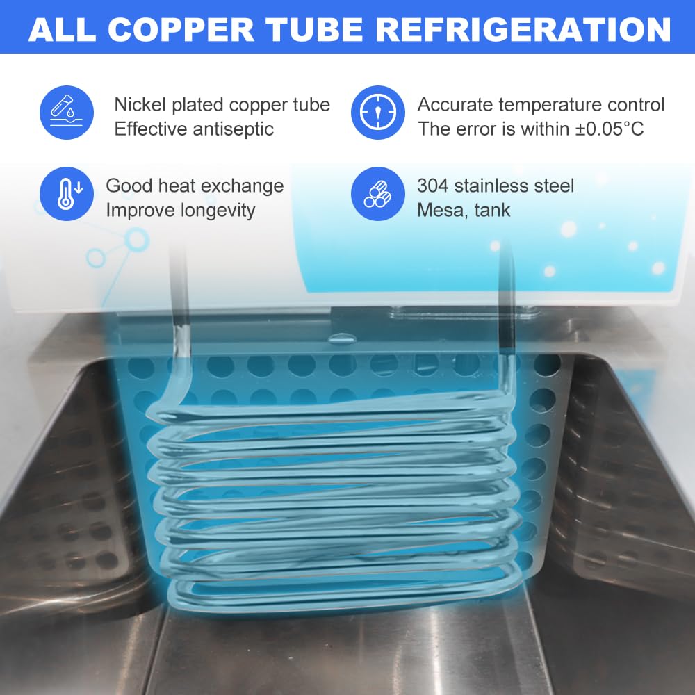 US In Stock -10℃ ~100℃ Laboratory Chiller Circulator 6L Chiller Lab Low Temperature Cooling Liquid Circulator Pump Chiller Lab Recirculating Chiller Water Bath Recirculating Water Cooling Chiller,110V