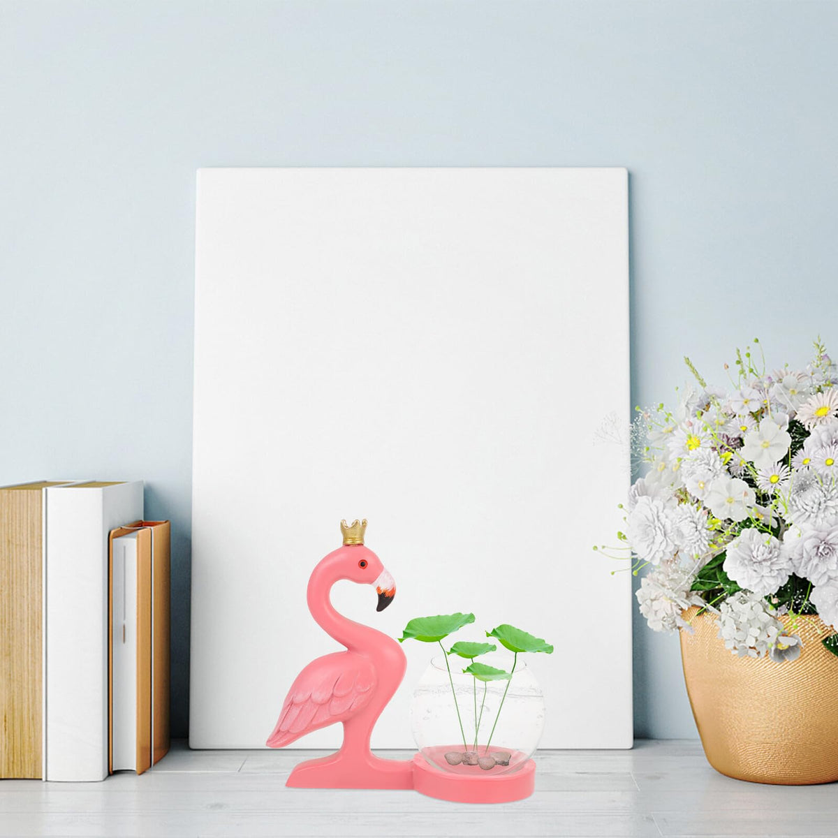 DECORNIJIA Flamingo Hydroponic Plants Vase Glass Desktop Plant Terrarium Flower Container for Home Décor Table Centerpiece