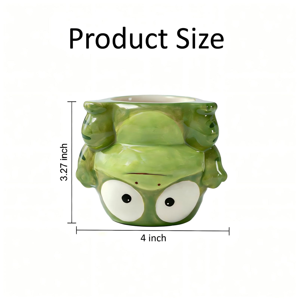 Small Succulent Pot with Drainage, 4 Inch, Indoor & Outdoor Animal Ceramic Planter, Funny Cartoon Frog Shaped Cactus Bonsai Container, Cute Flower Plant Pot for Home Office Desk and Garden Decor