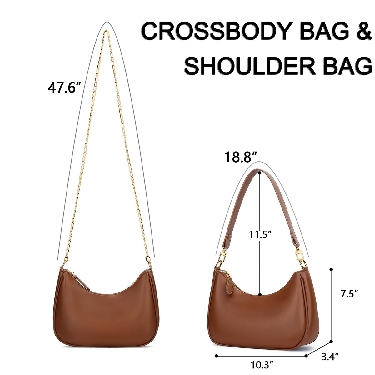KKXIU Shoulder Bag for Women Cute Hobo and Tote Handbags Retro Clutch Underarm Purse with 2 Removable Straps (Brown)