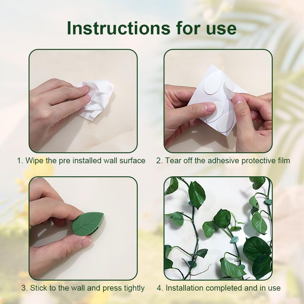 Plant Climbing Wall Fixture Clips with 100 Acrylic Adhesive Stickers, 2024 New Mini Leaf Clips Plant Support Clips, Self-Adhesive Invisible Wall Vines Fixing Clips Hook Plant Vine Traction (50 PCS)