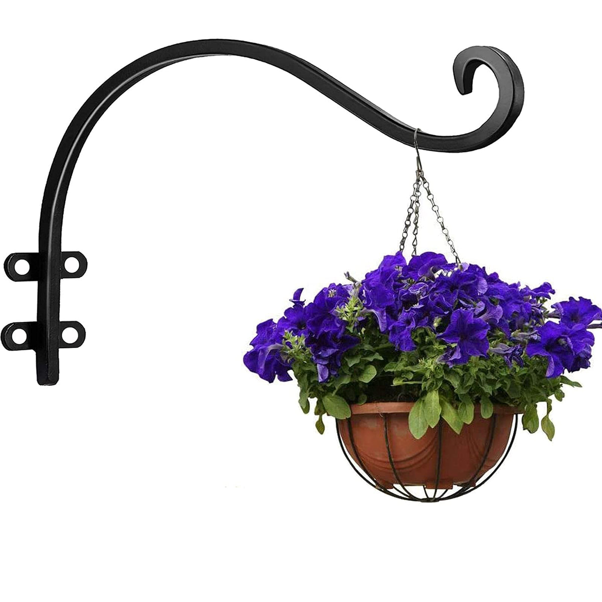 4 Pack Heavy Duty Plant Hanger Bracket, 12Inch Hanging Brackets for Plants Outdoor and Indoor, 80lbs Holding Capacity Metal Plant Wall Hooks, Black Hanging Plant Brackets for Flower Wind Bird Feeder