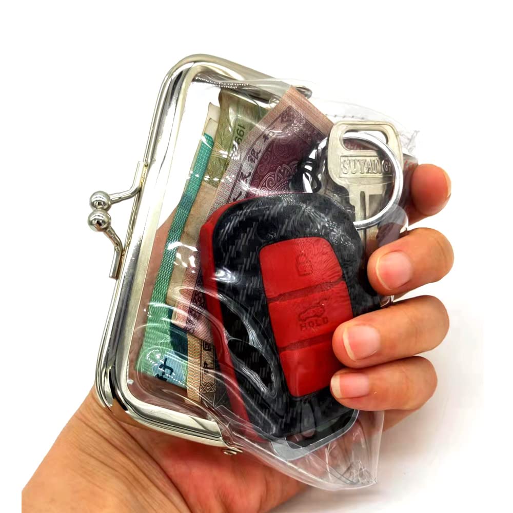 3 Pieces Clear Coin Purse,Transparent Change Purse,Jelly Wallets ,PVC Kiss-Lock Clear Wallet for Wome (white)