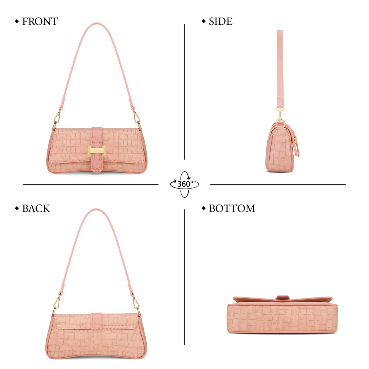 Shoulder Bag for Women Hobo Purses and Handbags Retro Clutch Underarm Purse, Pink
