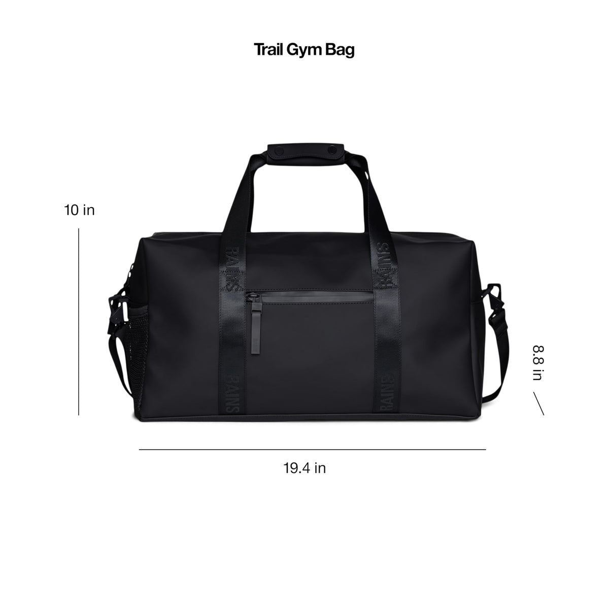 RAINS Trail Gym Bag - Black Gym Duffel Bag for Men and Women, Waterproof Material Sports Duffel Bags With Coated Zip, Detachable Shoulder Strap, 26 L - 2-Year Warranty