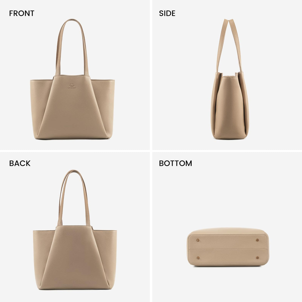 LOVEVOOK Laptop Tote for Women - 15.6 Inch Faux Leather Laptop Bag with Clutch, Large Capacity Office Purse Computer Briefcase for Casual Business Travel,Sandy
