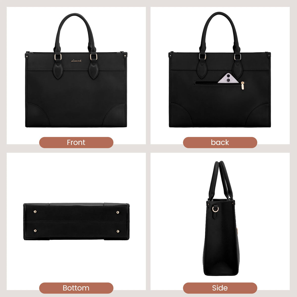 LOVEVOOK Laptop Bag for Women 17 lnch,Waterproof Laptops Tote Bags for Womens,Professional Work Bags for Women with Cup Holder,Large Laptop Purse Computer Briefcase Office Teacher Clutch Bag,2 PCS