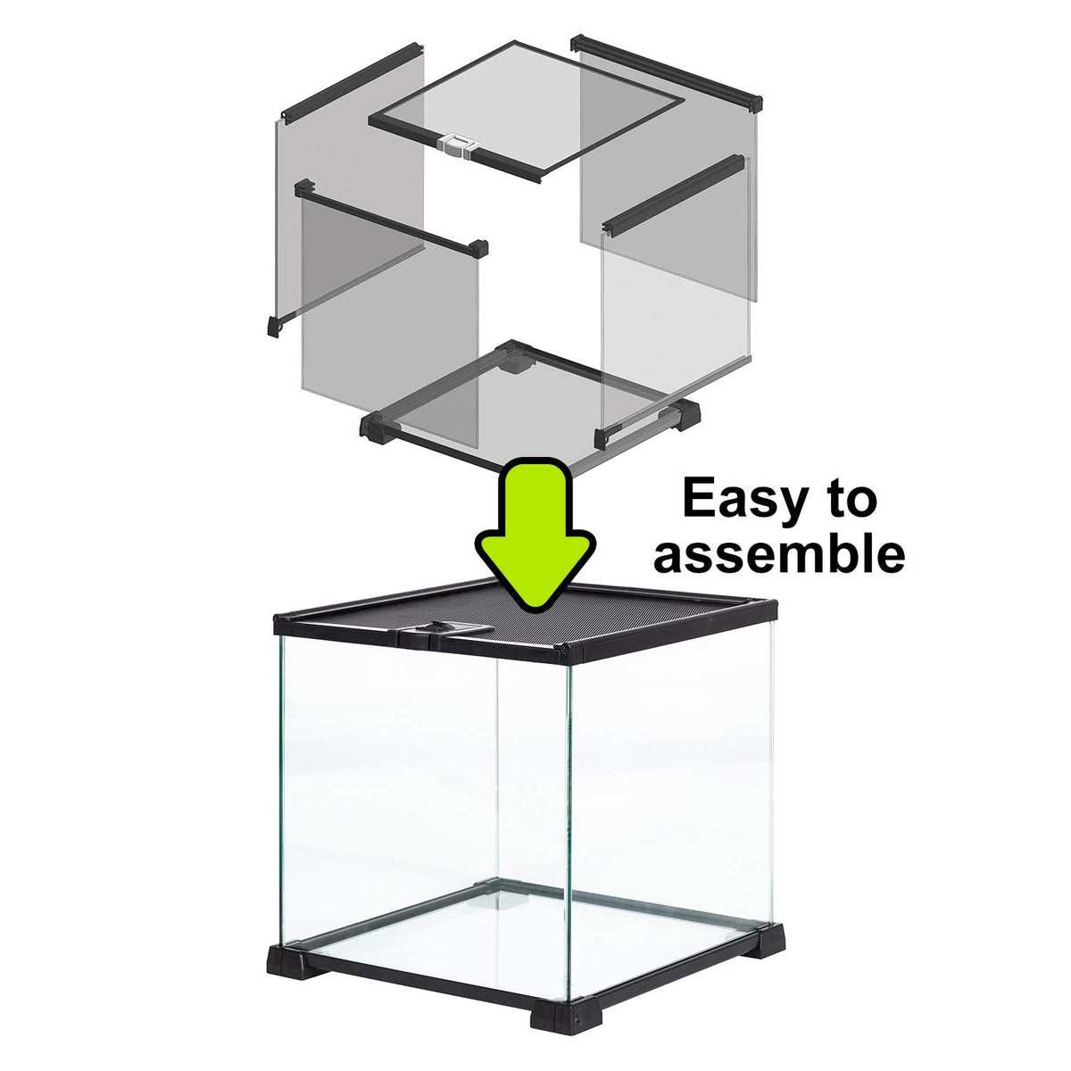 REPTIZOO Small Glass Tank 8 Gallon, Top Opening Terrarium 12" x 12" x 12" Leopard Gecko Tarantula Young Lizard Hermit Crab Frog Insects Breeding Tank