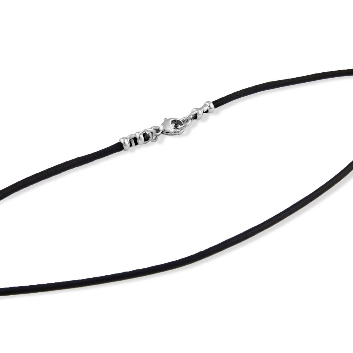 2mm Black Leather Cord Necklace with Sterling Silver Lobster Clasp 12" - 30" (22)
