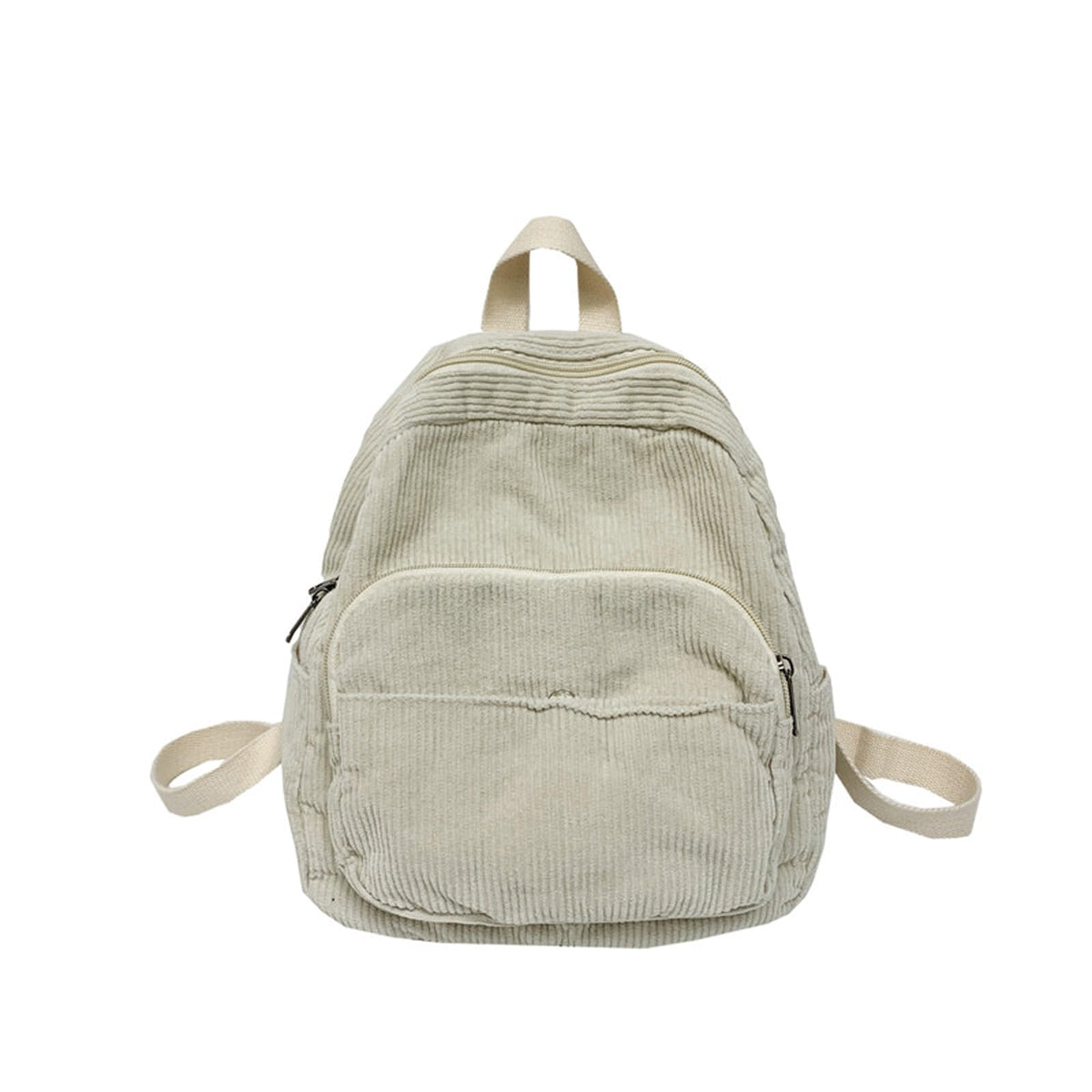 Eagerrich Small Mini Backpack Purse for Women Travel Corduroy Bag for Women Cute Aesthetic(White)