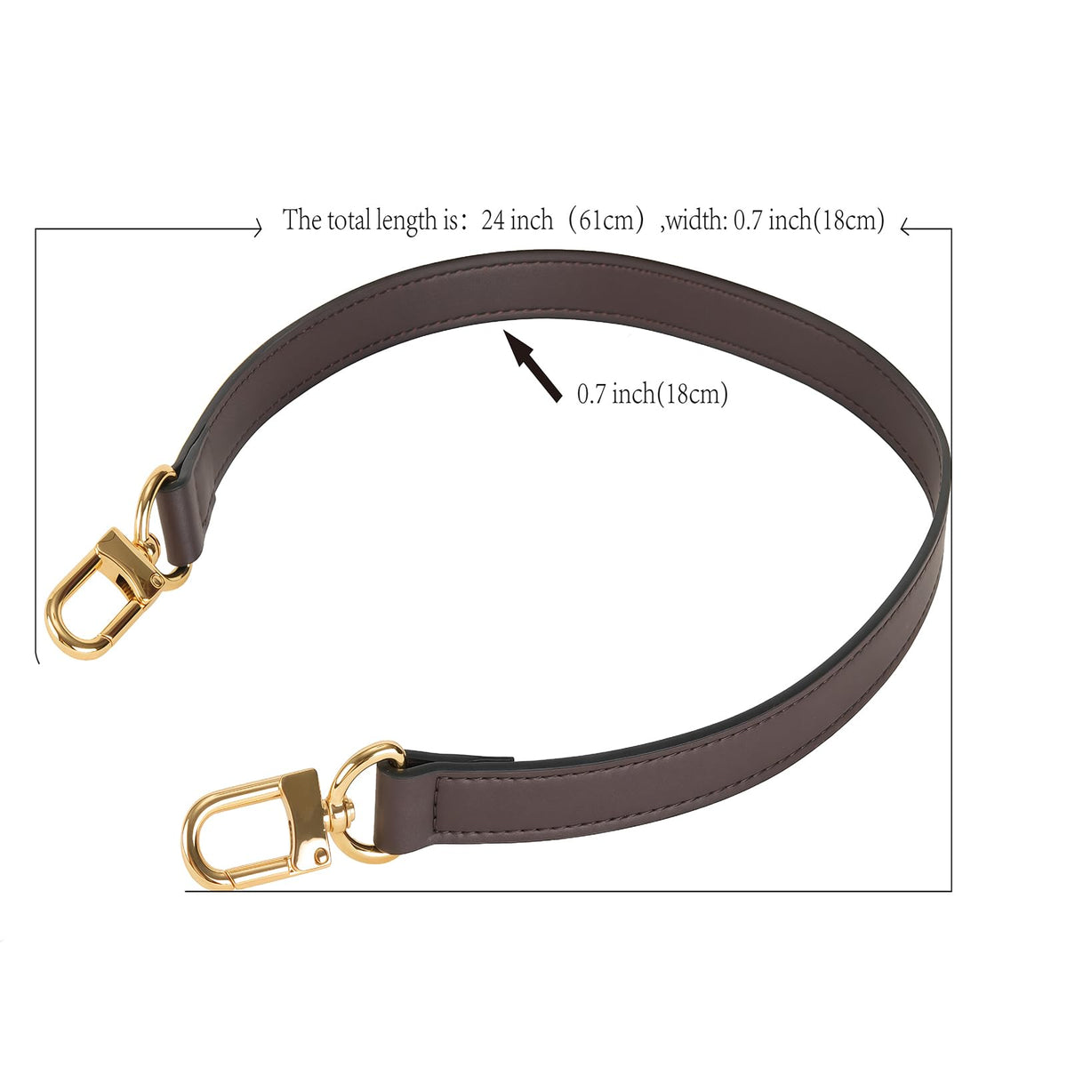RICLVS Vachetta Leather Replacement Bags Wide Strap Shoulder Short Brown Straps for Speedy Graceful pochette Diane or Handbag (Coffee)