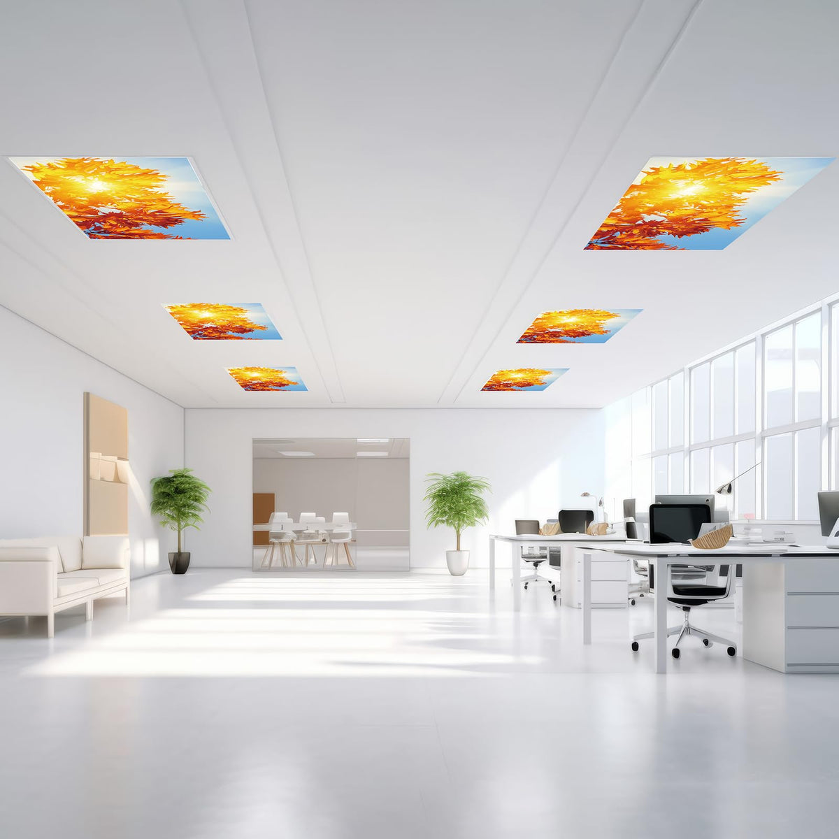 Outus Fluorescent Light Cover Magnetic Ceiling Panel 2x4 ft Polyester Maple Leaf