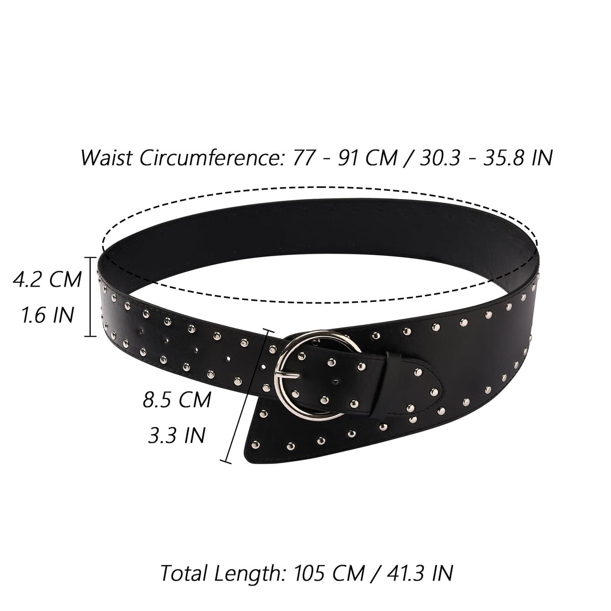 MILAKOO Punk Wide Hip Belts for Women Fashion Western PU Waistband Corset Belt Goth Rivets Belts