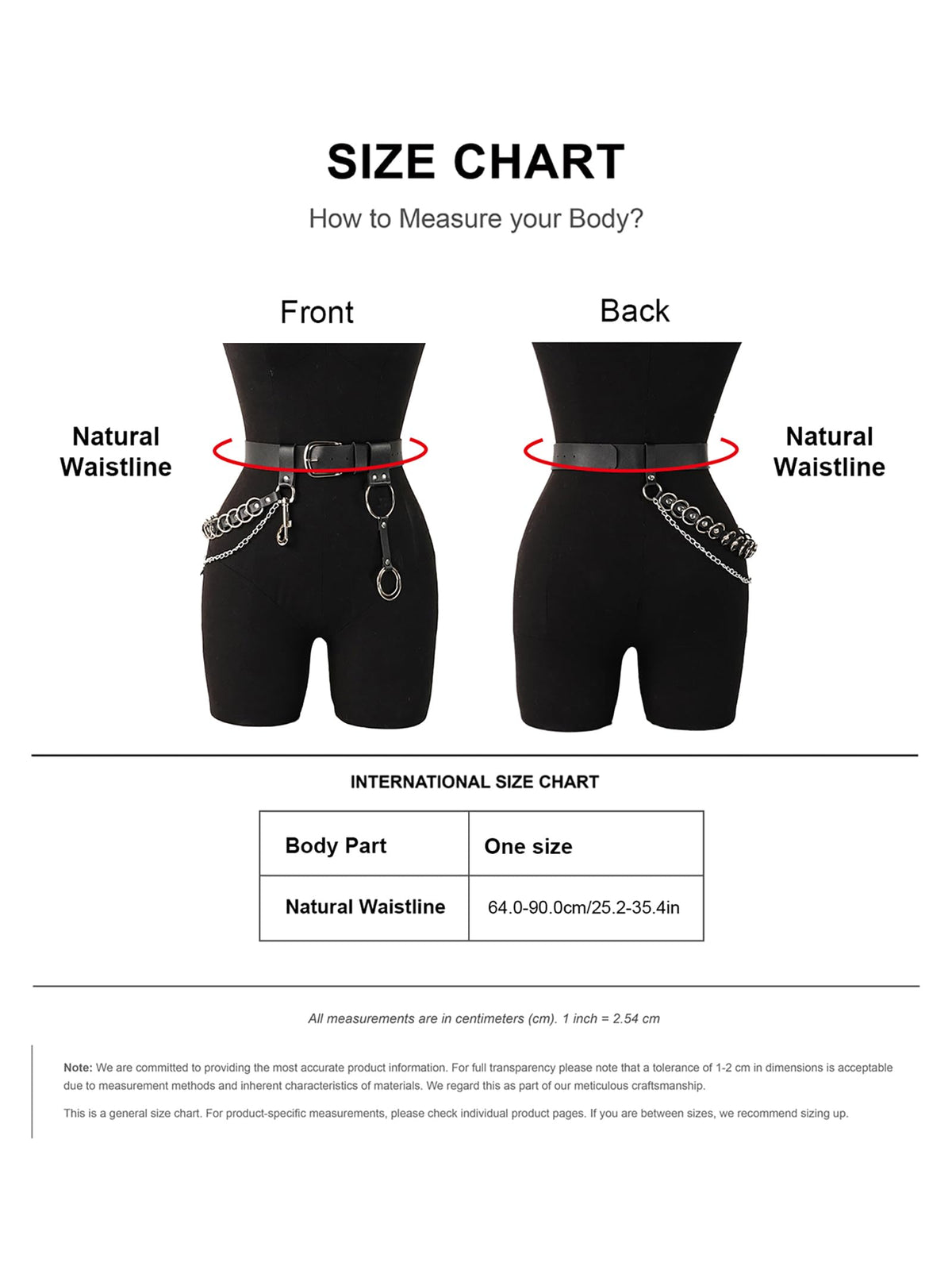 WARANDOD Women Punk Chain Belt, Adjustable Faux Leather Waist Belt with Alloy Rings & Clip Chain, Gothic Street Fashion Accessories(Waist 25.2-35.4in)
